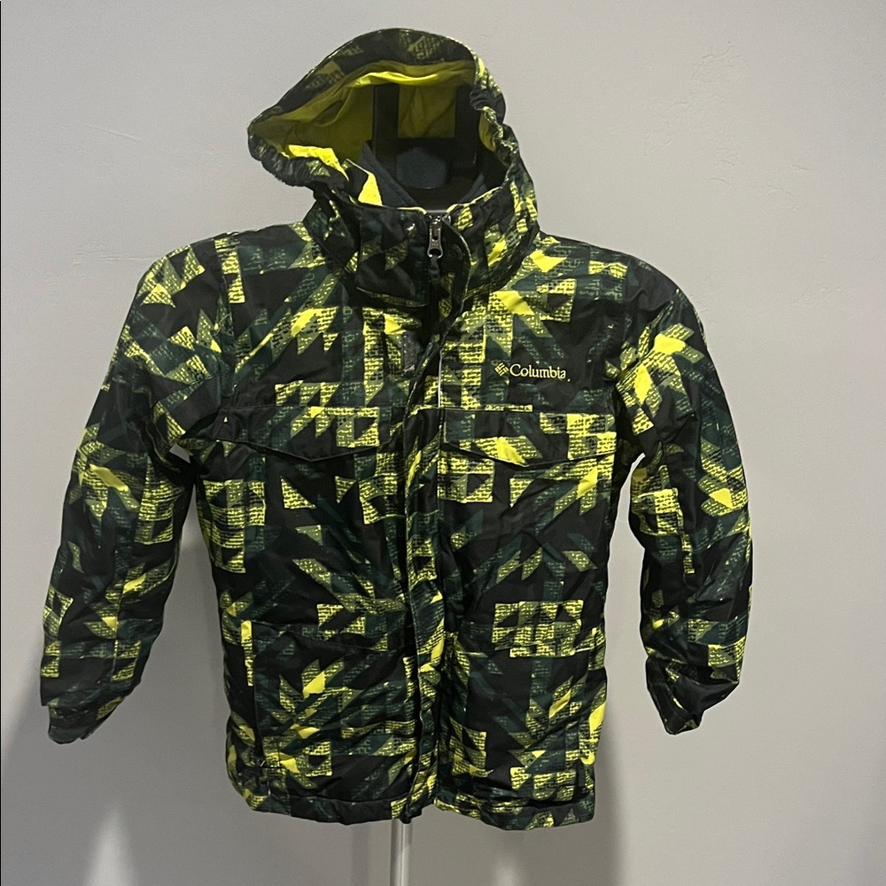 Columbia Kids' Patterned Black and Yellow Puffer Jacket(317)